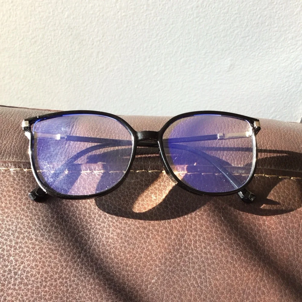 Black Glittery Square Bluelight Eyeglasses